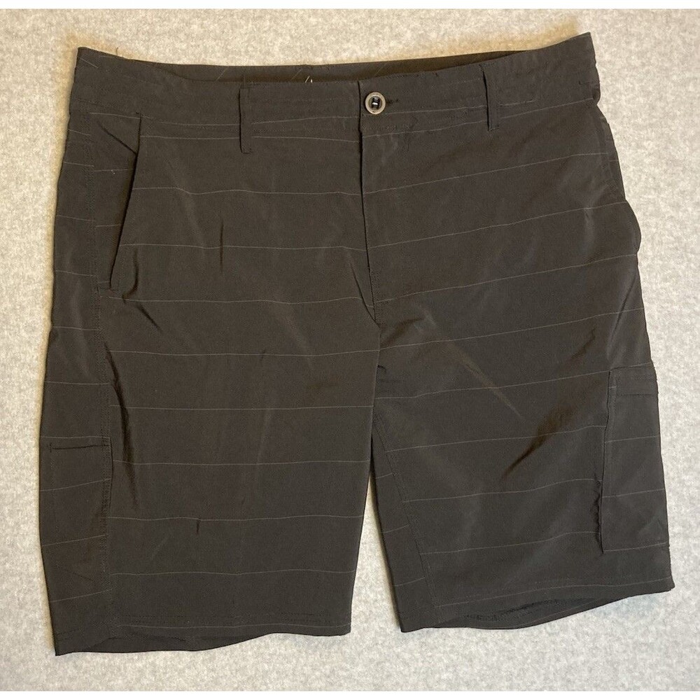 O’Neil M Sz 36 Crossover Shorts Board Swim Beach Summer Black Stripe Zip Pockets